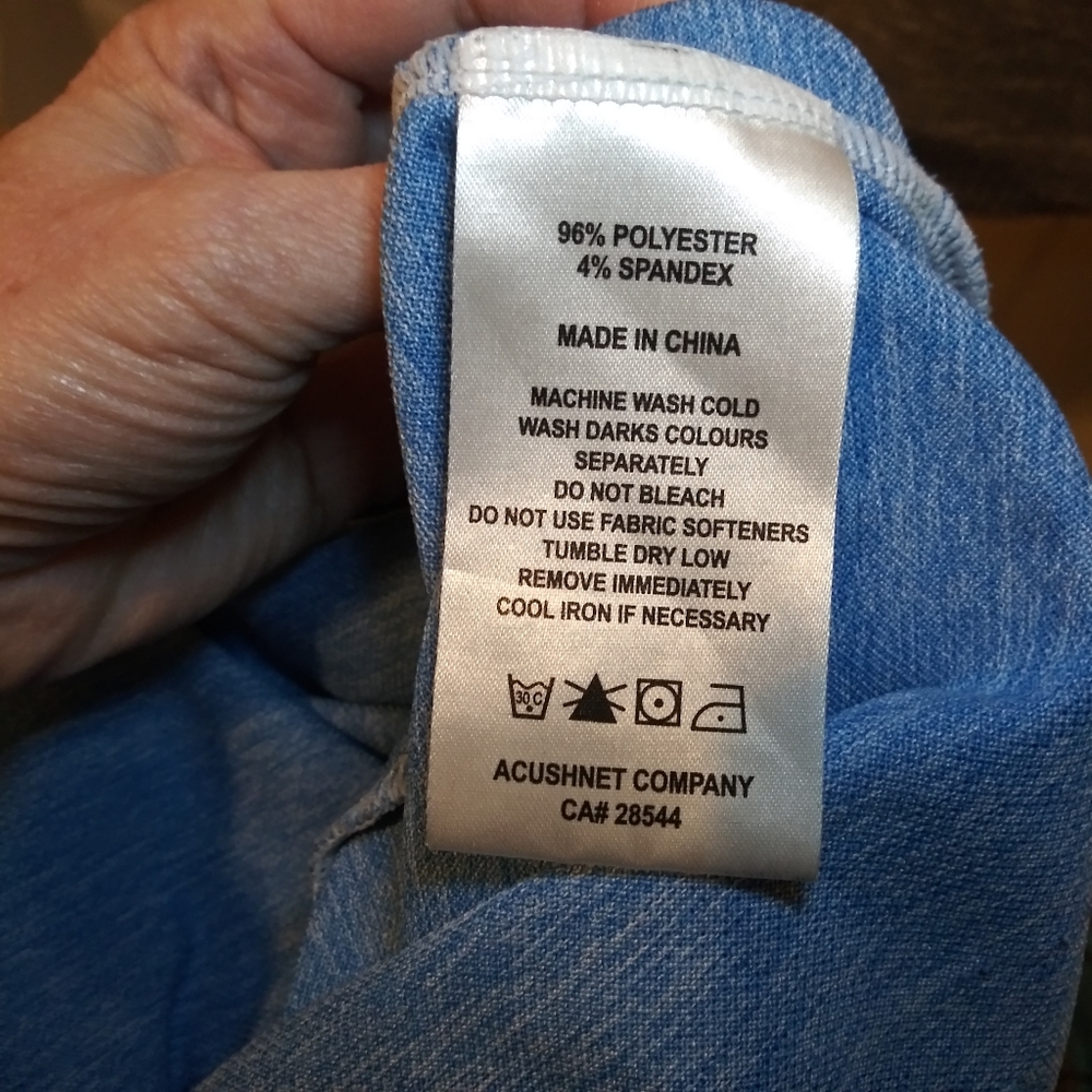 3/$18 FootJoy Light Blue & White Marled Moisture Wicking Pocketed Polo Shirt - Picture 6 of 8